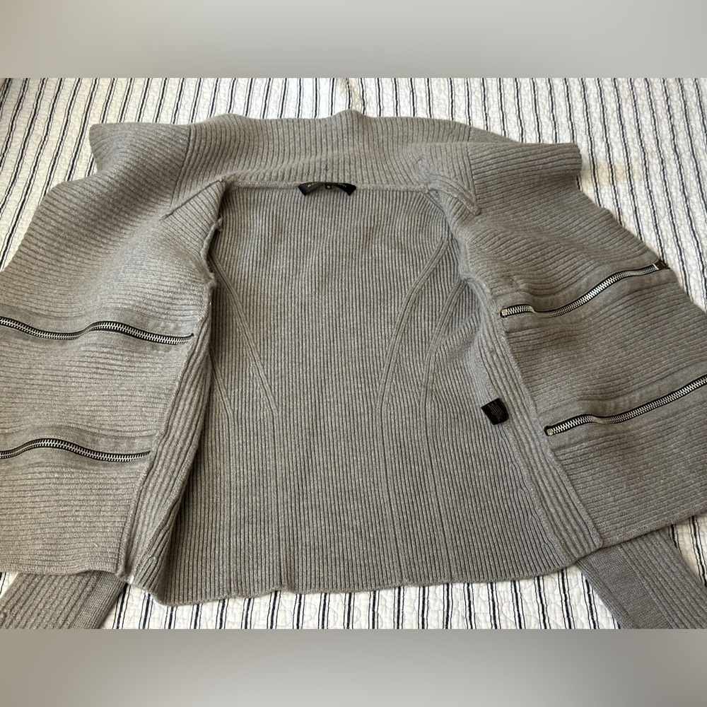 👚Barbara Bui Tricot Zippers Knit Cardigan/sweater Belts Grey 100% Wool si… - Picture 11 of 16